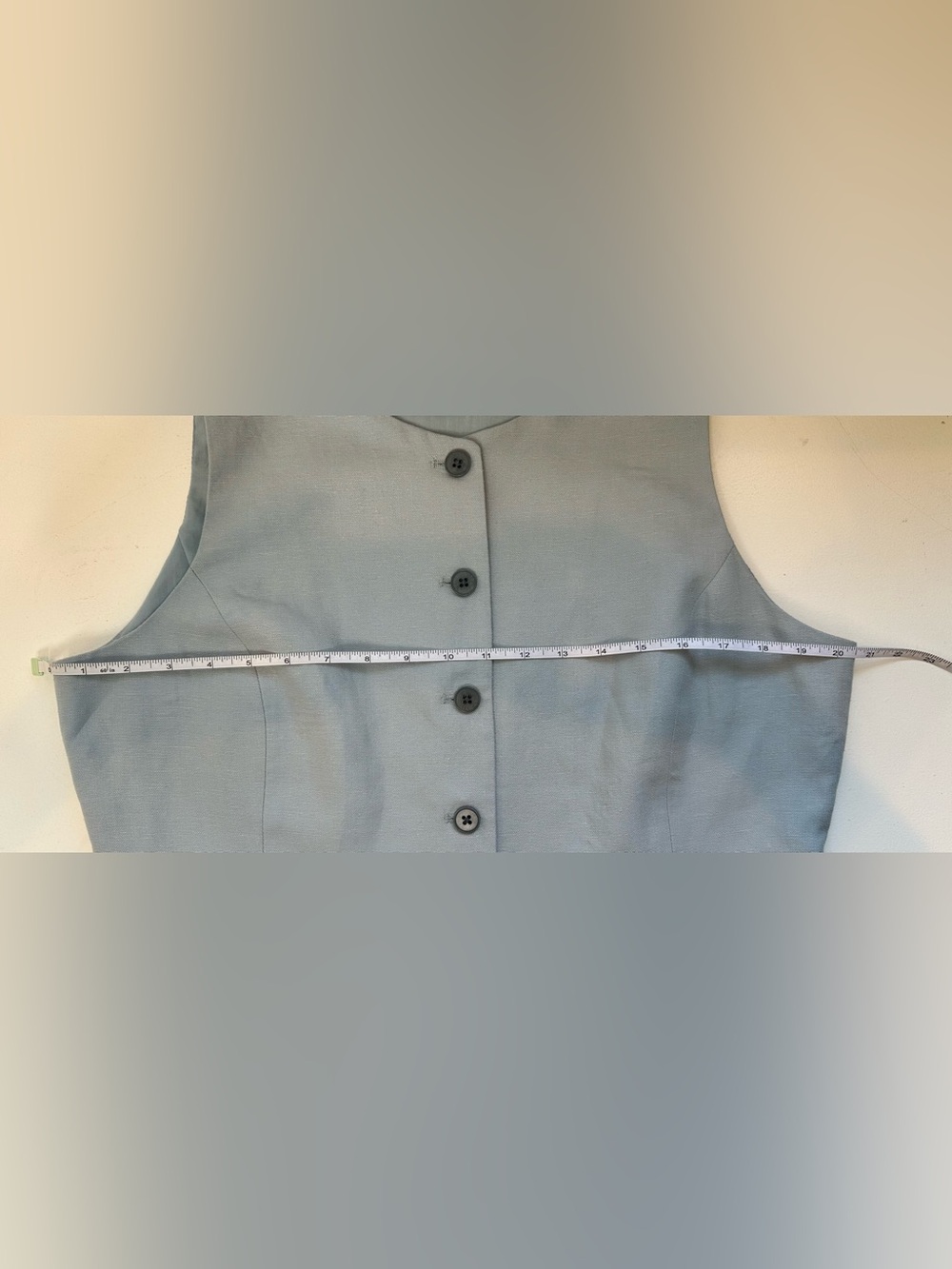 Caroline Constas Blue Lyocell Linen Button Front Vest Top Size Large - Picture 11 of 11